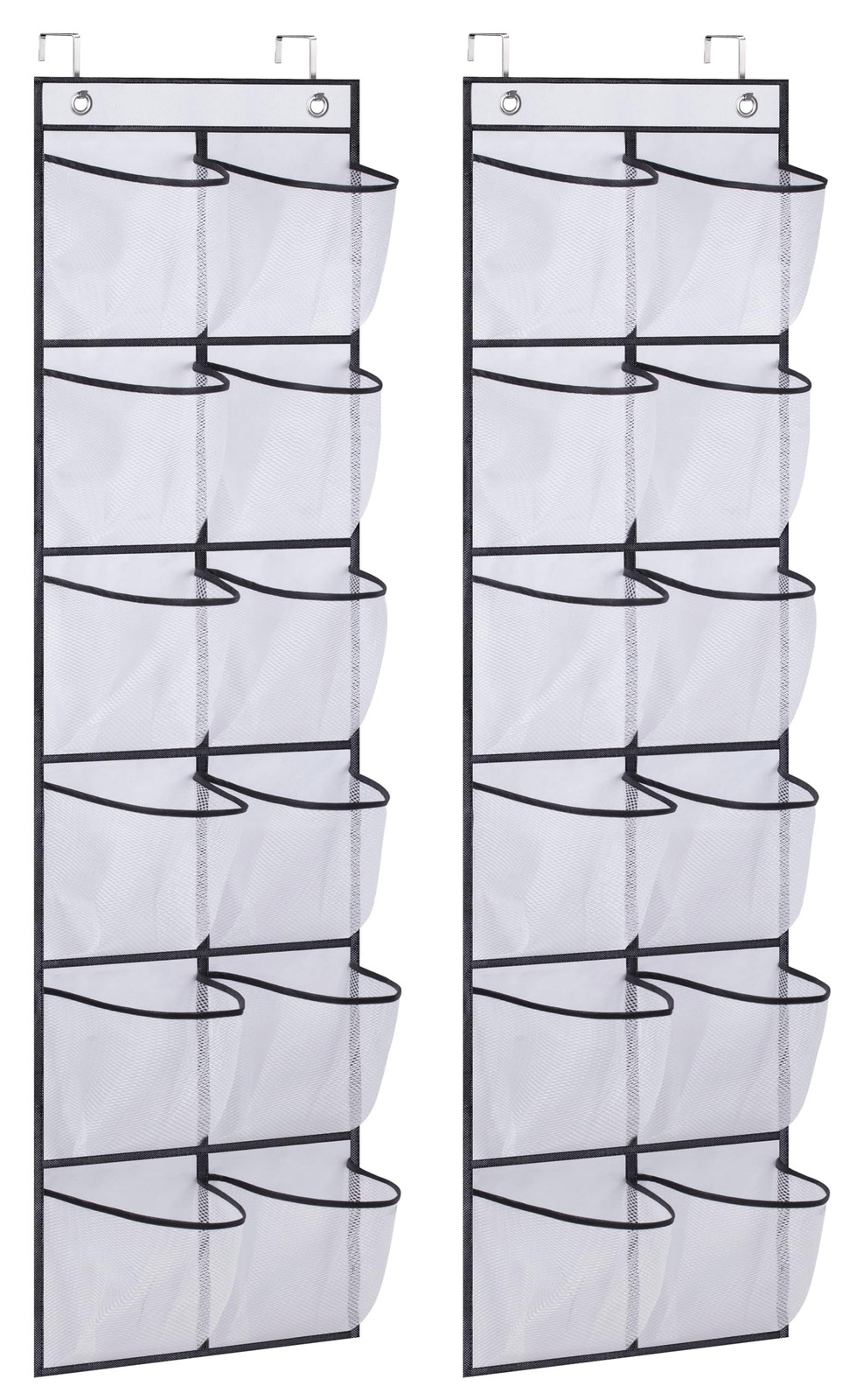 Over-the-Door Shoe Organizer with 12 Mesh Pockets for Closet Door Storage-image