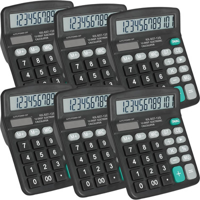 6 Pack Calculator Bulk, 12 Digits Calculators Desktop with Large LCD Display and
