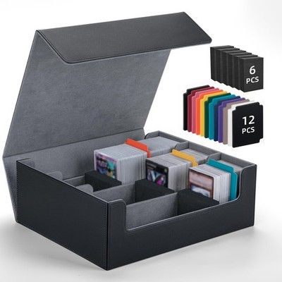 Astrell Trading Card Storage Box with 12 Dividers and 6 Foam XL, Black-Gray