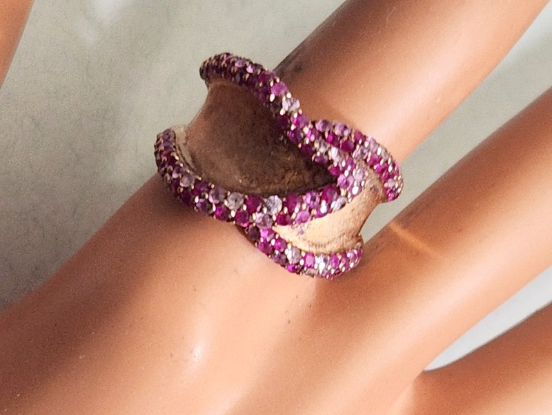 EFFY "BH" STERLING W, ROSE GOLD OVERLAY RUBIES & PINK SAPPHIRES S-8