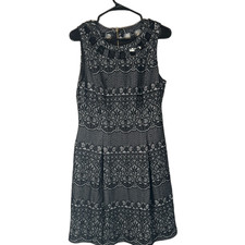 Eliza J Black Floral Lattice Sleeveless Formal Sheath Dress Women Sz 10