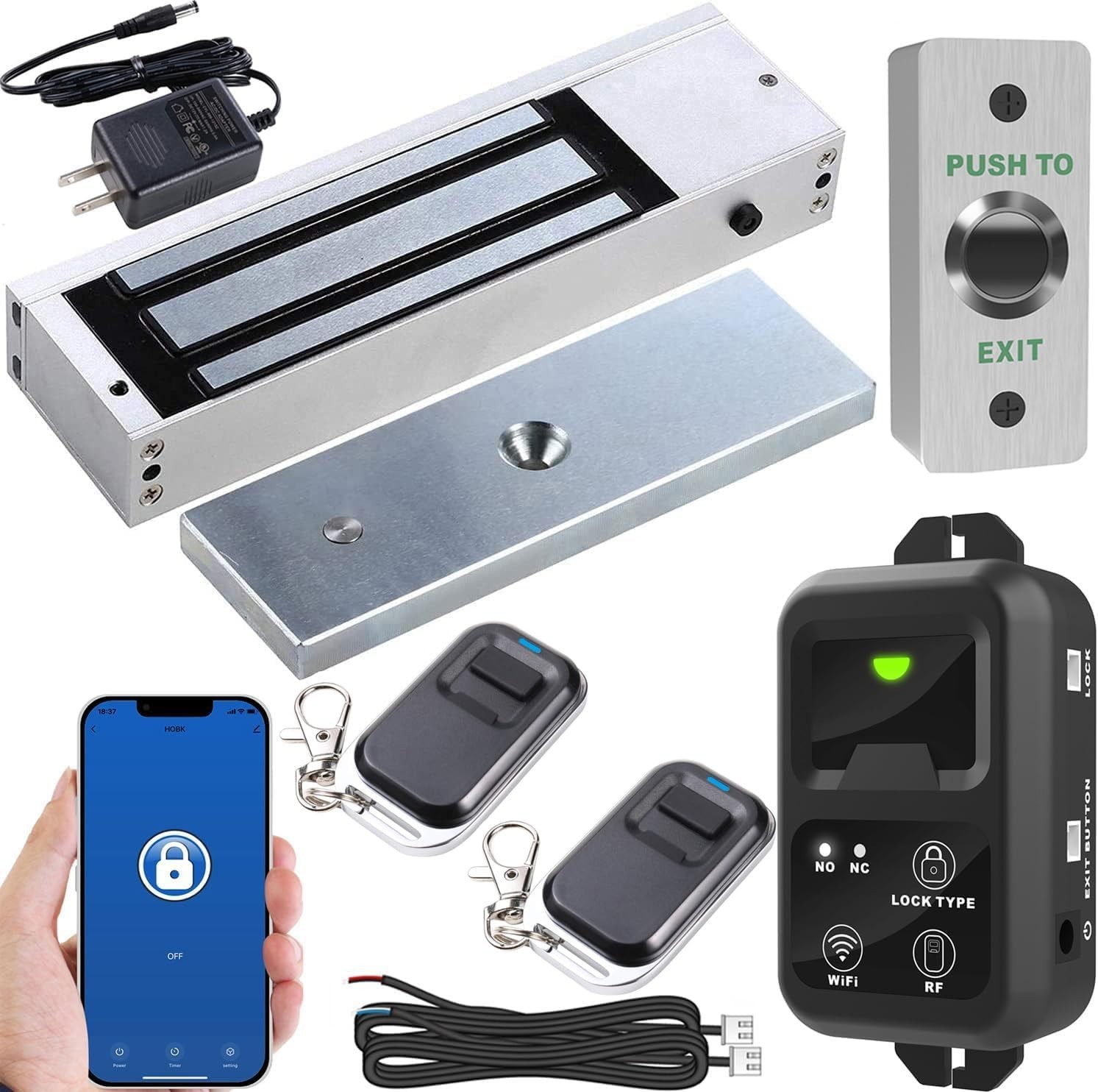 2.4GHz WiFi Electric Magnetic Door Lock Kit 1200lb App Remot