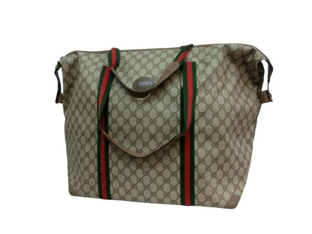 GUCCI Old Sherry Line GG Supreme Beige Canvas Tote Bag Women Authentic