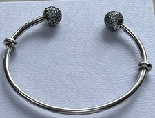 Pandora Sterling Silver Gem Bangle , Hallmarked ALE/925 Crown Above the Letter O