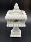 Westmoreland Wedding Box Hand Painted White Milk Glass with Grape Vine Vintage
