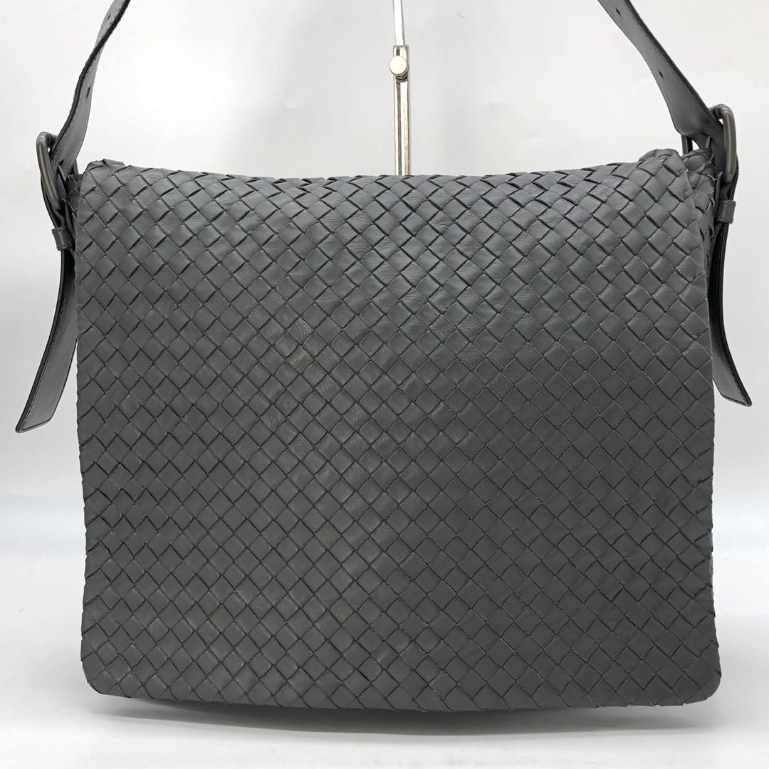 Bottega Veneta Intrecciato Shoulder Bag Messenger Gray Leather Authentic thumbnail 16
