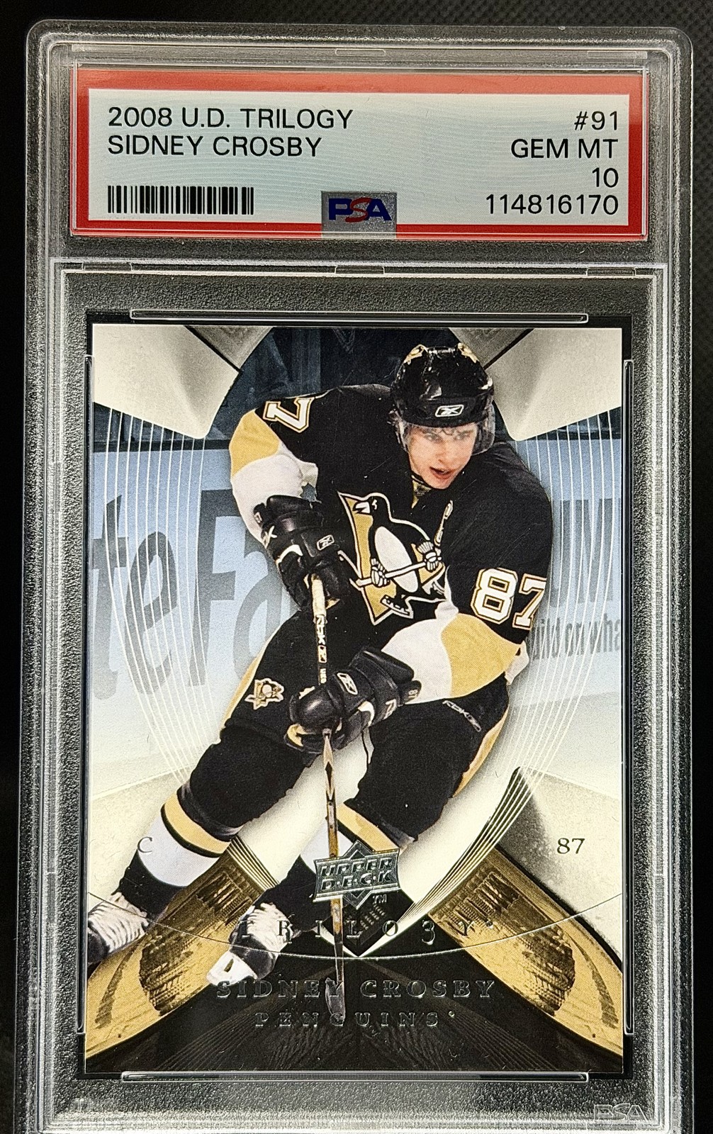 2008-09 Upper Deck Trilogy - Sidney Crosby #91 PSA 10 POP 3 view 1