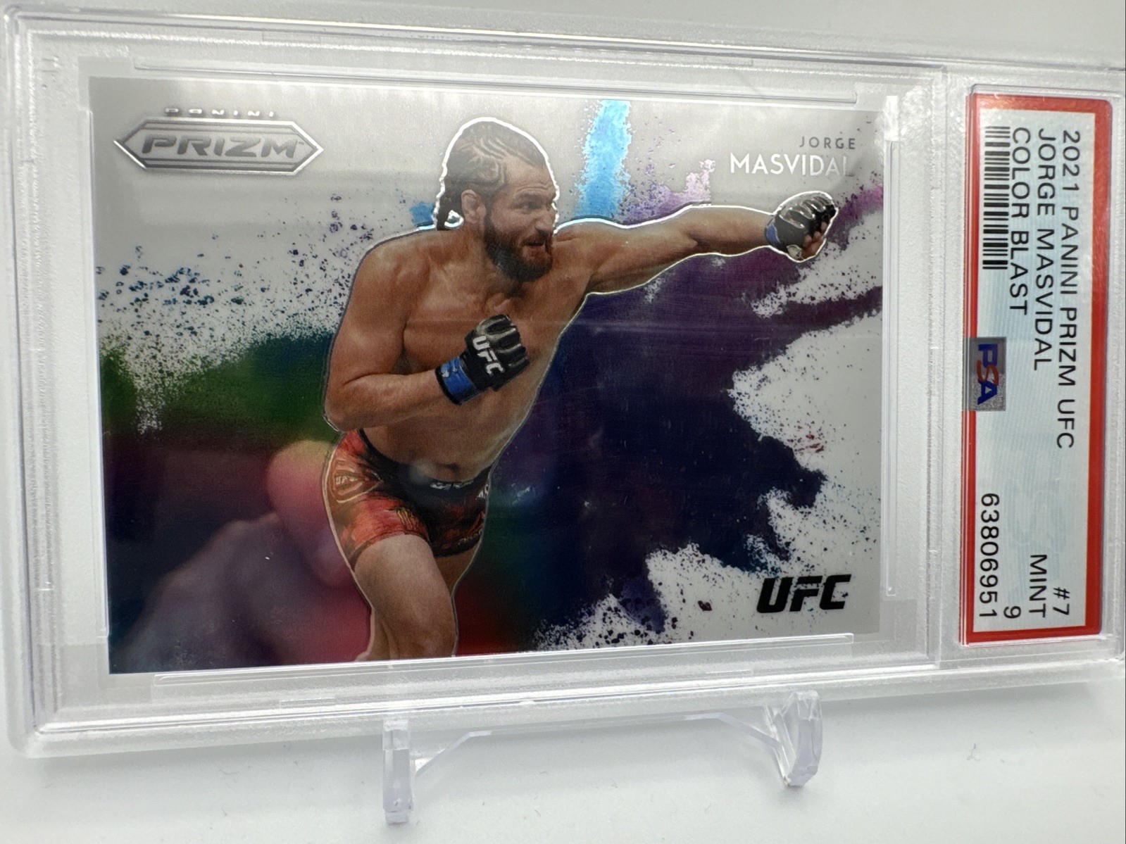 Jorge Masvidal 2021 Prizm Color Blast PSA-9 UFC-S-500