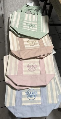 NWT Trader Joe's Striped Canvas Mini Tote Set of 4 Summer 2026