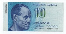 FINLAND 10 MARKKAA 1986 PICK 113 LOOK SCANS