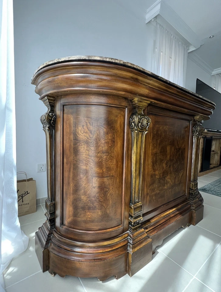 Mesa de bar Ashley granito e madeira maciça acabamento marrom moderna e contemporânea - Imagem 4 de 4