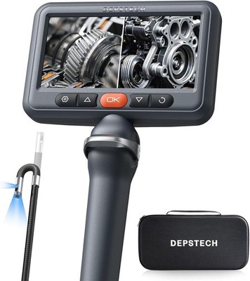 DEPSTECH Dual Lens Endoskopkamera mit Licht, 1080P Drehbar Endoskop, 5 Zoll