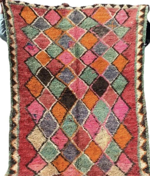 Alfombra marroquí vintage Boujaad hecha a mano alfombra tribal bereber de lana 10 pies 8’’ X 4 pies 8’’’ Foto 2 de 4