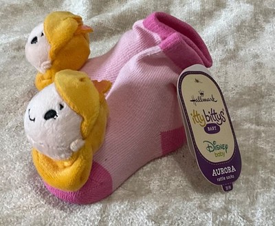 Hallmark Itty Bittys Baby Aurora Sleeping Beauty Cute Rattle Socks NWT