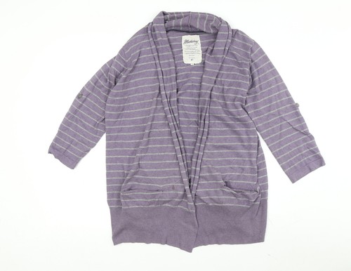Mantaray Damen lila gestreifte Strickjacke Größe 10
