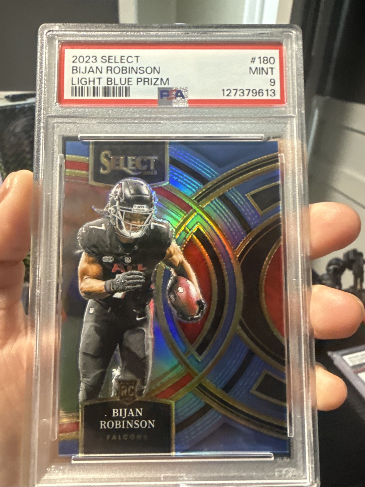 2023 PANINI SELECT LIGHT BLUE PRIZM #180 BIJAN ROBINSON ROOKIE RC 29/99 PSA 9