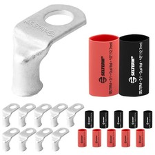 SELTERM 10pcs 6 AWG 5/16" Wide Pad Stud 90  Bent Battery Lugs Ring Terminal ...