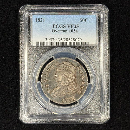 1821 50C VF35 PCGS O-103a R.4 Capped Bust Half Dollar - Rare Overton