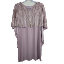 Enfocus Studio Women's Dress Formal Pink Gold Midi Stretch Size 8