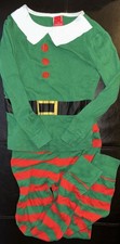 Striped Boys Girls Child Kids Youth 2 Piece Christmas Pajamas Set Elf/Green 8