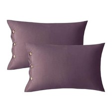 Pillowcases Standard Set of 2 Cotton Button Pillow Standard 20" 26" Purple