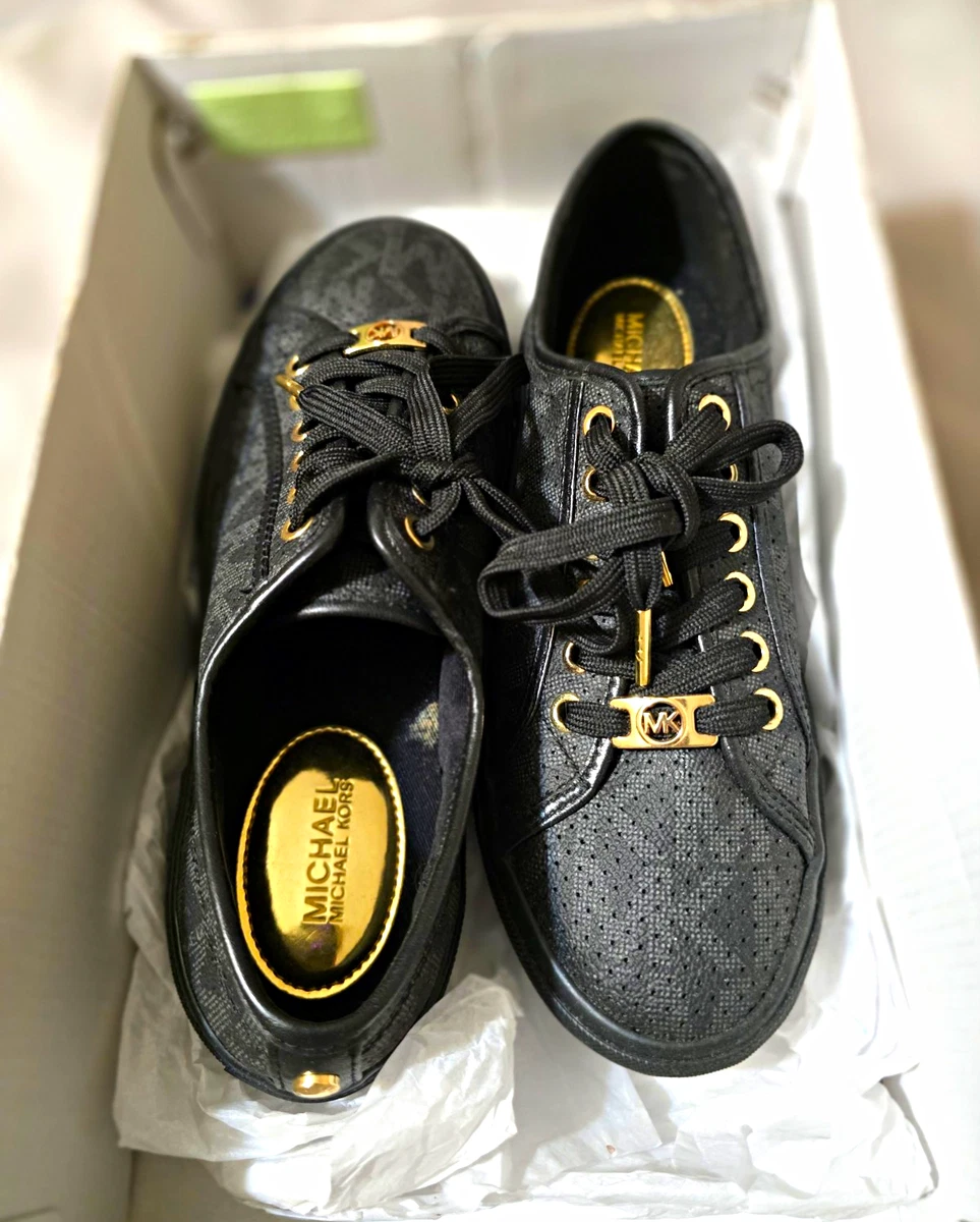 美品おしゃれ♪MICHAEL KORS ブラックスニーカー 7.5 25+ Michael Kors Black Athletic Shoes for Women for sale | Updated