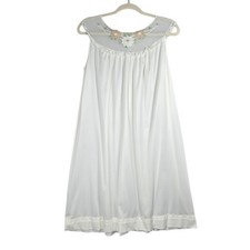 Philmaid Nightgown Womens Small Cream Vtg 60s Sheer Floral Yoke Sleeveless Shift