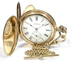 1897 WALTHAM 15J Adj R/Gold Hunter Gents Pocket Watch & Chain. SERVICED. Antique