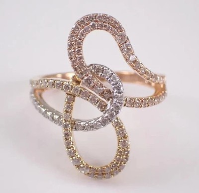 2Ct Round Cut Lab Created Diamond Knot Wedding Ring 14K Three-Tone Gold Plated