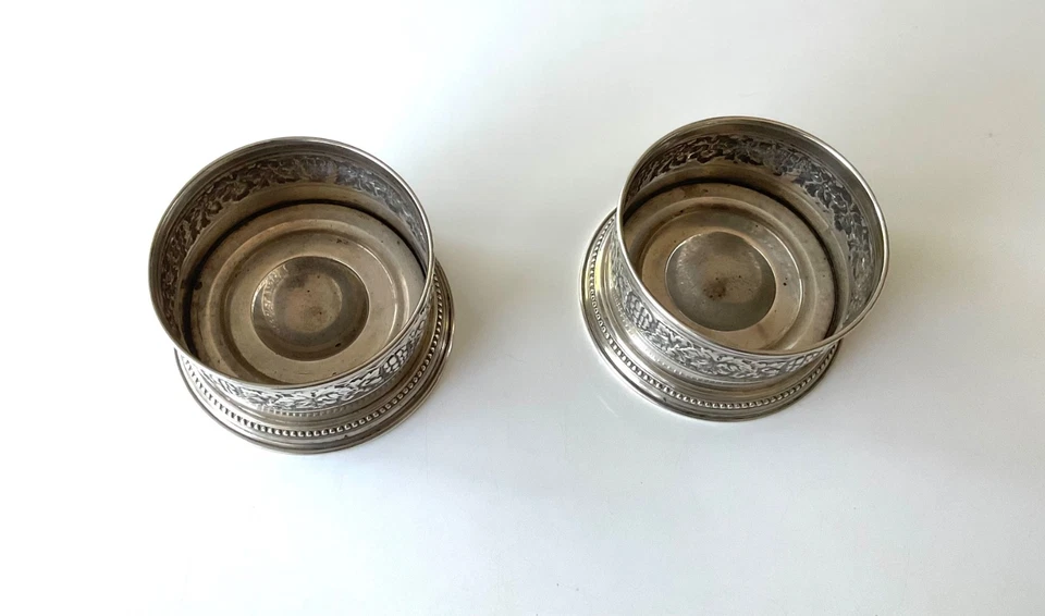 古董比利时银色葡萄酒香槟或葡萄酒瓶杯杯架 2/PS — 第 3/4 张图片