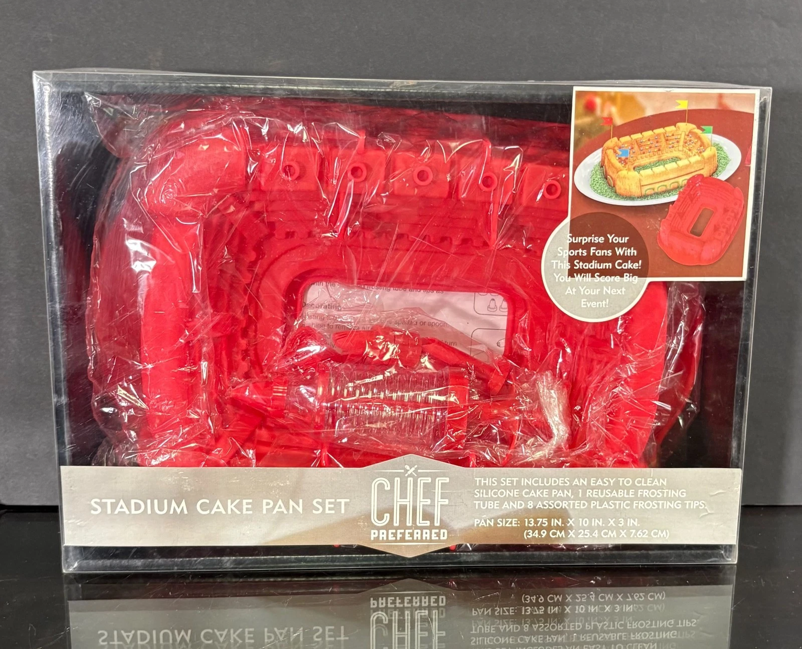 Football Stadium Cake Pan Set Sports Arena Silicone Mold w/Frosting Tube & Tips