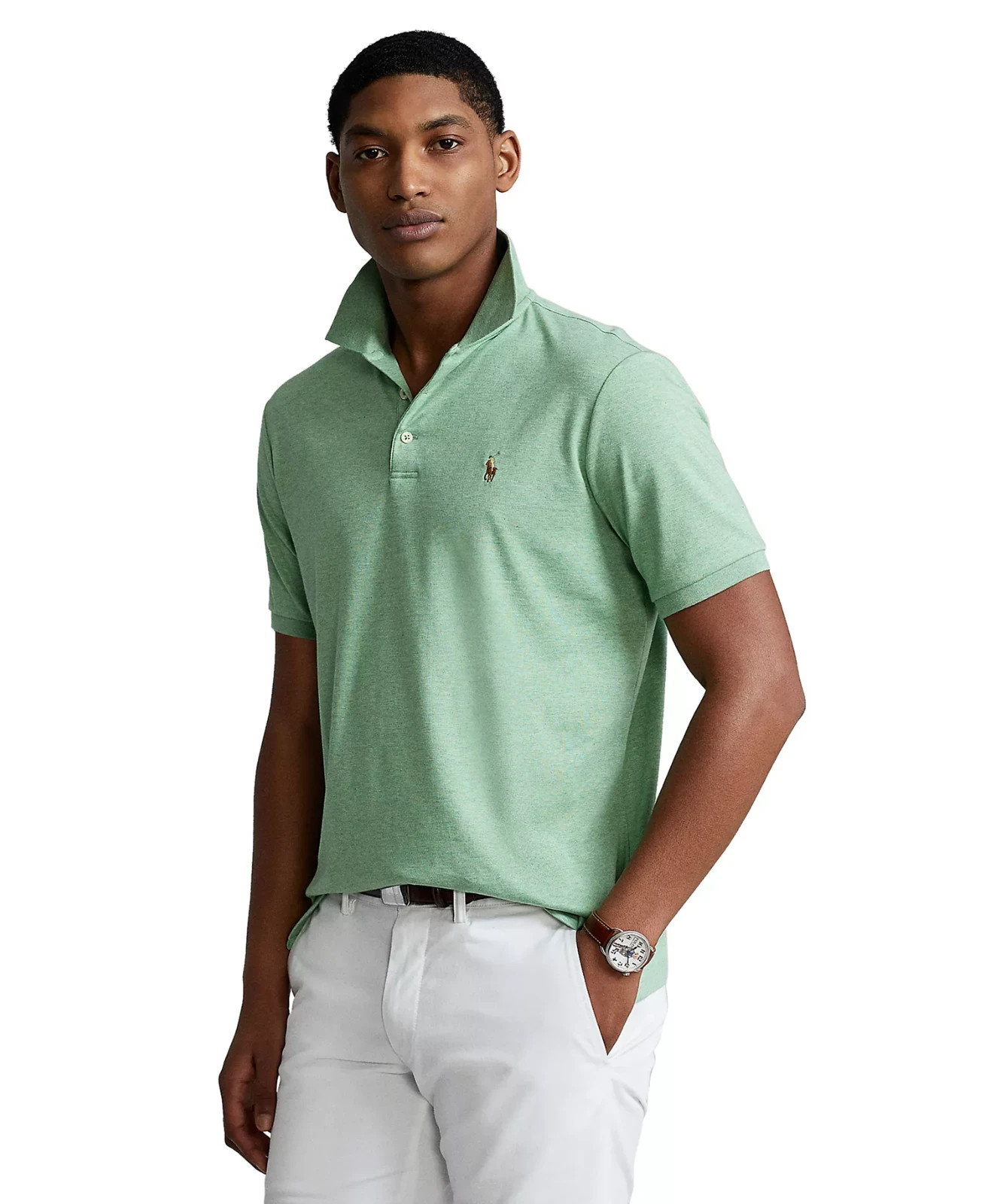 Polo Ralph Lauren Classic Fit Interlock Polo Shirt 3XLT Green Heather $125 NWT