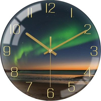 Wanduhr 20cm Grün Gold Geräuschlos Dekor für Wohnzimmer Küche Büro