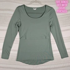 Kindred Bravely Sage Green Stretch Long Sleeve Layered Top Small Petite
