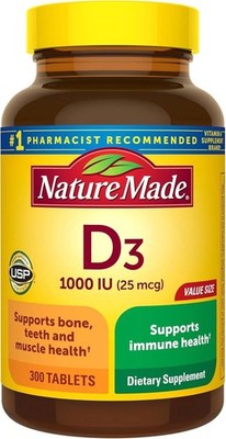 Nature Made Vitamin D3 1000 IU (25 mcg), Vitamin D Supplement for Health Support