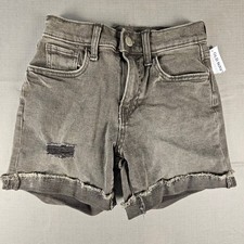 Old Navy Girls 14 Slim High Rise Midi Destroyed Denim Shorts Washed Black 557175