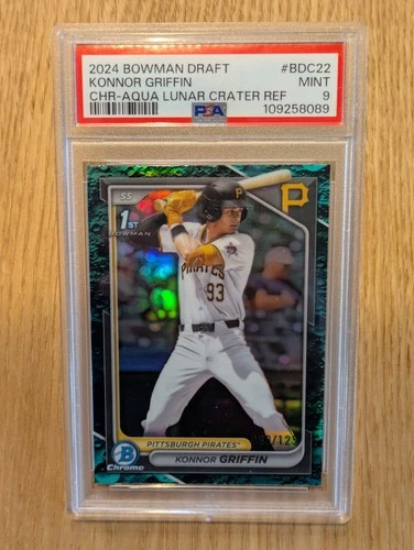 Konnor Griffin 2024 Bowman Draft CHROME AQUA LUNAR CRATER REFRACTOR #BDC22 PSA9