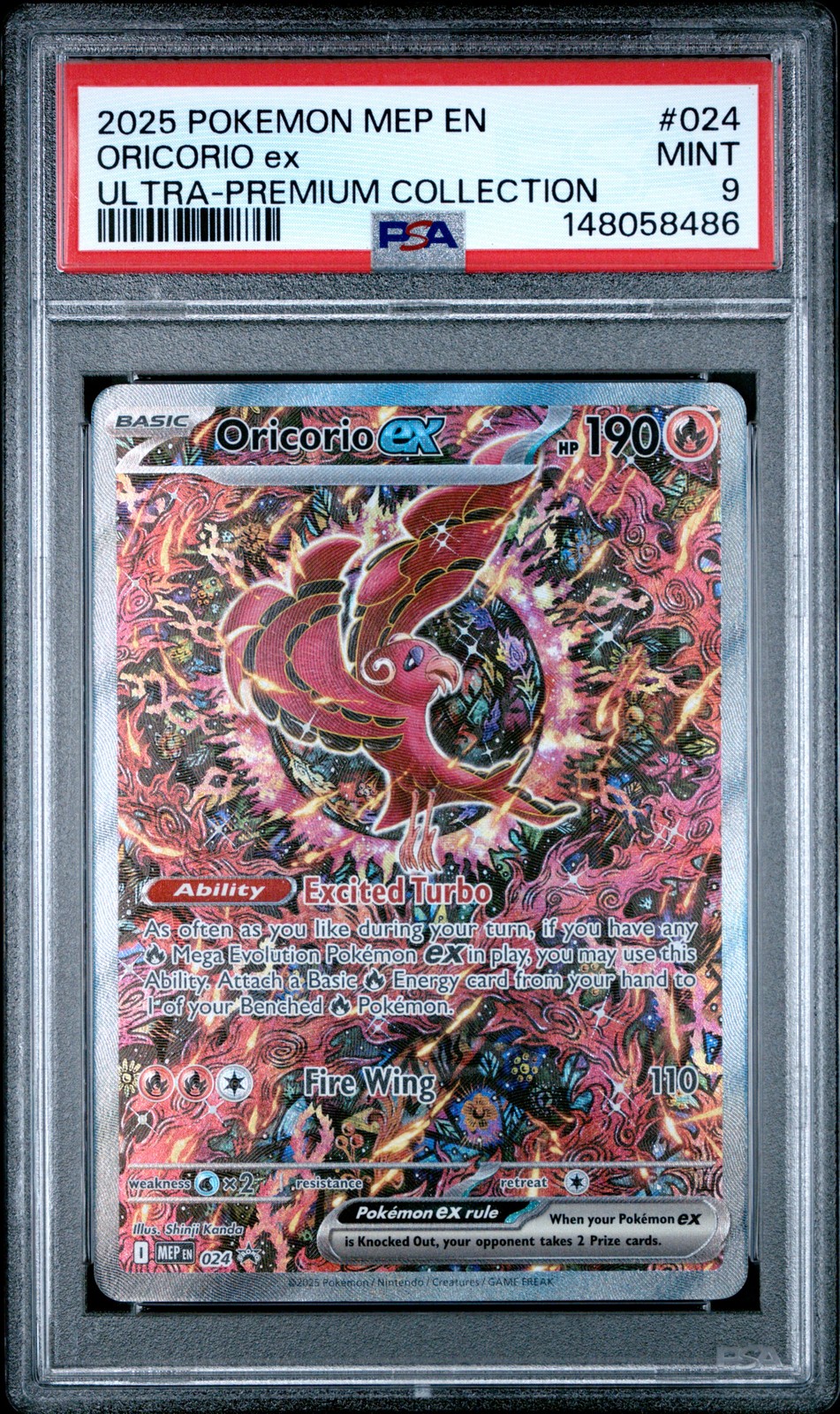 2025 POKEMON MEP EN-ME BLACK STAR PROMO #024 ORICORIO EX PSA 9