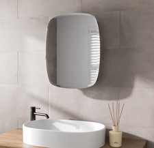 Stainless Steel Mirror Bathroom Cabinet 450x600mm.  Rounded rectangle edge