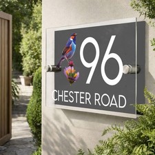 Personalised Bird House Sign Custom Door Number Plaque Name Plate for Home