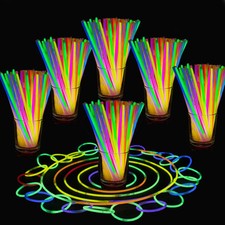 400 Glow Sticks Bracelets Necklaces Glow In Dark Neon Color Party Disco Rave