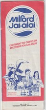Vintage 1986 Milford Jai-Alai August 13th Evening Program