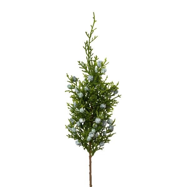 Artplants Deko Zweig Wacholder Voster Mit Beeren, Grau-GrüN, 30Cm-image