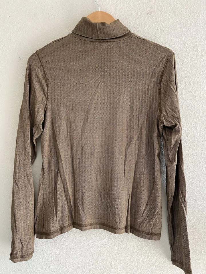 Pullover Merona Y2K Marrón Manga Larga Cuello Alto Top Talla Mediana Lagenlook Silencioso Foto 2 de 4