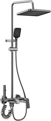4 Funktionen Brausebatterie Set mit Regenaufsatz, 3 Strahlarten Handbrause, Ausziehbrause