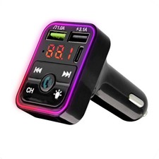 . Bluetooth FM Car Charger with LCD Screen, Type C, Wirelessly Stream s and