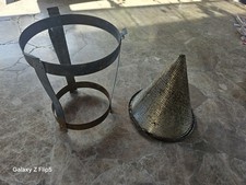 Vintage Metal Cone Sieve Food Mill - Antique Chinois Strainer with Stand