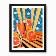 Pop Art Style Dotty Cocktails 4 Art Framed Wall Art Poster Canvas Print Picture