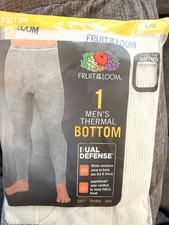 Fruit Of The Loom Men’s Size Large Thermal Long John Bottom White FREE SHIPPING