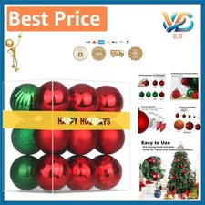 Red  Green 3.2-inch Christmas Ball Ornaments Set of 18 - Shatterproof Holida...